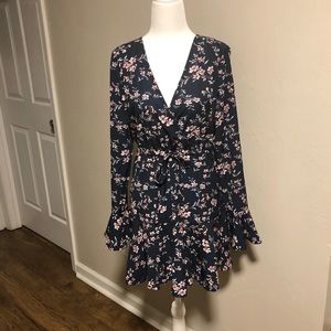 NWOT Long Sleeve Asymmetrical Navy Blue Dress